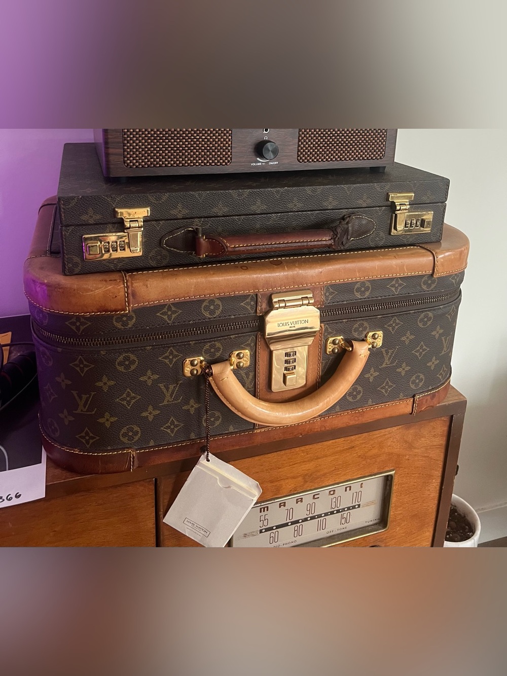 Louis Vuitton Brown Monogram Canvas set of two code lock briefcases (vintage)
